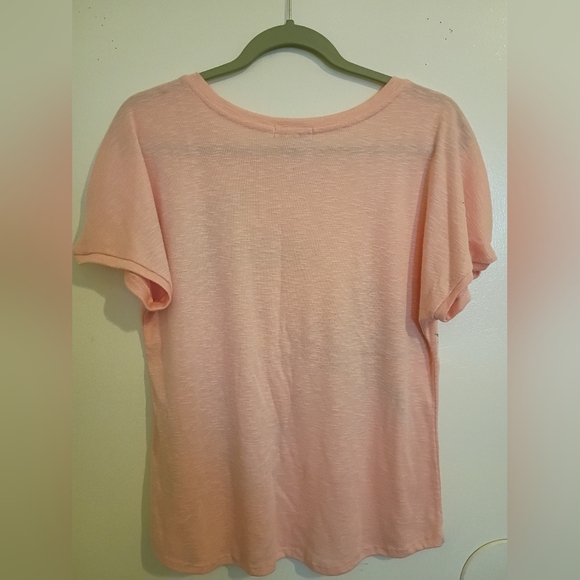 Democracy Women's Peach Palm Tree Print Top Sz M - Picture 2 of 5